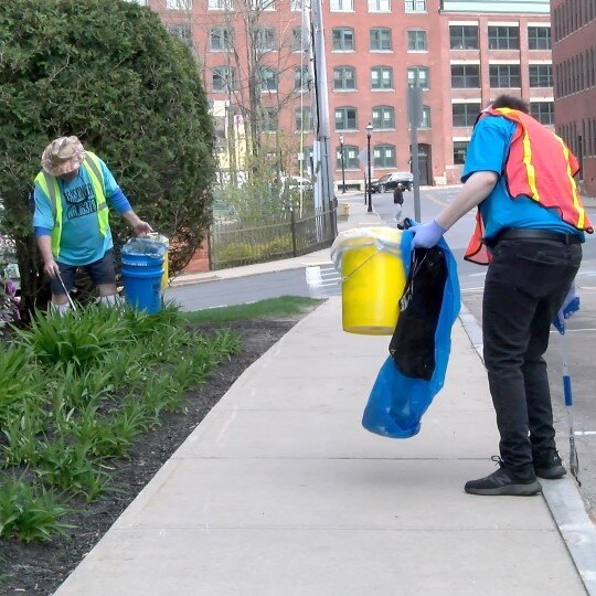 Picking up litter-1